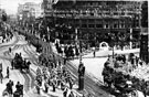 View: s03277 Royal visit of King Edward VII and Queen Alexandra, view down Fargate as their Majesties leaving the Town Hall