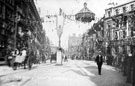 View: s03294 High Street at Market Place, decorated for royal visit of King Edward VII and Queen Alexandra, No 44-64, J. Walsh Ltd., left