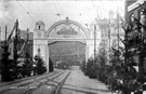 View: s03310 Royal visit of King Edward VII and Queen Alexandra. Decorative arch on Lady's Bridge