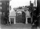 View: s03320 Decorative arch, Commercial Street to celebrate the royal visit of King Edward VII and Queen Alexandra