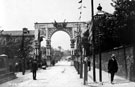 View: s03331 Decorative arch on Glossop Road to celebrate the royal visit of King Edward VII and Queen Alexandra