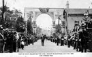 View: s03332 Decorative arch on Glossop Road to celebrate the royal visit of King Edward VII and Queen Alexandra