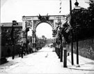 View: s03333 Decorative arch on Glossop Road to celebrate the royal visit of King Edward VII and Queen Alexandra