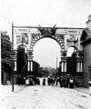 View: s03354 Decorative arch on Glossop Road to celebrate the royal visit of King Edward VII and Queen Alexandra