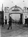 View: s03355 Royal visit of King Edward VII and Queen Alexandra. Decorative arch on Lady's Bridge.