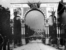 View: s03360 Decorative arch on Glossop Road to celebrate the royal visit of King Edward VII and Queen Alexandra