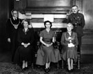 View: s03443 Royal visit of Princess Margaret to the Sheffield Pageant of Production. Group includes Lord Mayor, William Ernest Yorke and his wife