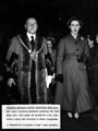 Royal visit. Princess Margaret enters Sheffield Town Hall with Lord Mayor of Sheffield, Alderman William Ernest Yorke where she attended a civic reception.