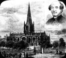 Cathedral Church of SS. Peter and Paul, Church Street and portrait of John Edward Blakeney, Canon of York, Vicar of St. Paul's Church, Pinstone Street, 1860-1877, Vicar and Rural Dean of Sheffield 1877-1895 and First Archdeacon of Sheffield, 1884