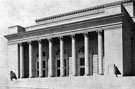 Newly built City Hall, from Barker's Pool. Opened 1932. Containing 6 halls, named the Oval, Memorial, Mezzanine, North, Central and South