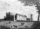 North view of Manor House Ruins showing the 'New Tower' or 'Wolsey's Tower', left, rear of the Long Gallery, centre and the Octagonal Tower, right