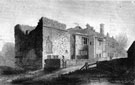 South View of Sheffield Manor House Ruins, Manor Lane, showing the Grat Kitchen Tower, left