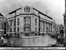 Central Library and Graves Art Gallery, Surrey Street, drawing of proposed building, United Methodist Church in background