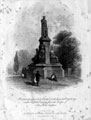 Architects drawing of the proposed monument to James Montgomery Monument, General Cemetery. The Christian Poet died April 30, 1854, aged 83. Monument described as elegant, including a fine bronze statue. Situated to west end of C of E Chapel