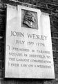 John Wesley plaque on house in Paradise Square, where Wesley preached on the 15th July, 1779