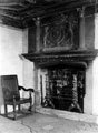 Fireplace, Queen Mary's Room, Turret Lodge, Sheffield Manor House, Manor Park. The Shrewsburys Coat of Arms are carved over the fireplace