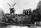 Artists impression of Attercliffe Windmill and Don Bank House, Attercliffe Hill Top