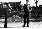 Mr. Taylor with the milk cart at Doe Royd, with 'Bob'