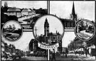 Postcard depicting views of Sheffield, City Centre, Botanical Gardens and Hillsborough Park