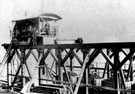 Goliath', an overhead steam crane, during the construction of Howden Dam