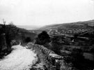 General view of Ewden Valley, showing (right) reservoir huts