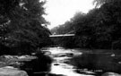 Bridge leading to Holmes Farm, River Don, Wharncliffe Crags, Ewden Beck flows in from the left