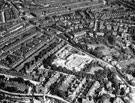 Aerial view - Sharrow including  (left-right) Pearl Street, Cemetery Road, Grange Crescent, foreground, Sharrow Lane and Institute for the Blind, centre