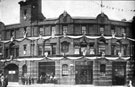 View: s12466 West Bar fire station and police station, decorated for the visit of King Edward VII and Queen Alexandra