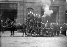 Horse drawn steam fire engines outside West Bar Fire Station, opened 1900