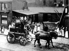 Fire Engine passing William Evan's old blacksmith's yard, Nos 221-223, Langsett Road