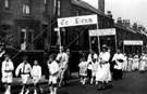 Darnall Parish Church Whitsuntide Parade, Darnall, Mr. Exton on the right holding second banner post