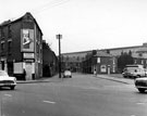 View: s12933 Bombay Resaurant, Attercliffe Common looking towards houses and Star Cafe, Amberley Road and Edward Road