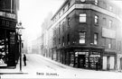 View: s13235 Bank Street, Angel Street, left, Snig Hill, right, F.C. Webb, hosier, glover and shirt maker, No. 29 Angel Street and No. 1 Bank Street, Tyler and Co., tobacconists, No. 2 Bank Street, right