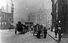 View: s13278 Barkers Pool looking towards Fargate and Town Hall Square. Note cabman's shelter (Fargate extended to Pool Square until the 1960s when it became part of Barkers Pool)