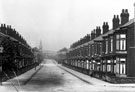 Murray Road from Glenalmond Road, Greystones Road at bottom, the spire belongs to the Greystones Road Primitive Methodist Church