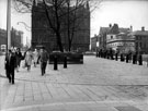 View: s14374 Silent vigil for World Peace, Church Street looking towards St. James' Row including Gladstone Buildings and Eadon, Lockwood and Riddle, auctioneers