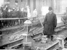 Tram-track laying on London Road showing thermit welding of rail joint