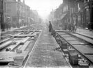 Tram-track laying at South Street, Moor