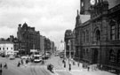 Town Hall Square looking towards Fargate, 1925-35, Town Hall, right, Bank Chambers in distance