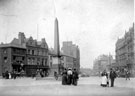 Town Hall Square looking towards Fargate, 1887-1915, Jubilee Monolith in foreground