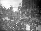 View: s15673 Royal visit of King Edward VII and Queen Alexandra passing Foster's Buildings, High Street, shops include Nos. 10 - 16 William Foster and Son Ltd., tailors, No. 8 Kingdon and Son, tobacconist