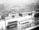 View: s15868 Pond Street bus station with part of Joseph Rodgers and Sons, cutlery manufacturers, Sheaf Island Works