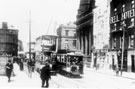 View: s16043 Fitzalan Square looking towards Haymarket, premises on right, Birmingham District and Counties Banking Co. Ltd., Electra Palace and Bell Hotel