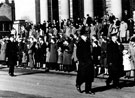 View: s17007 Unknown occasion (possibly A.R.P. Parade) of a Police Parade past the City Hall, 1935/8