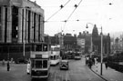 High Street looking towards Commercial Street anf Fitzalan Square (on right), former derelict premises of Burton Montague, left (eleven years after Blitz)