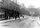 View: s17484 Hunter's Bar, Ecclesall Road, from Junction Road, No. 77 Mrs Frances Eliza Atkinson, fent dealer, No. 79 Thomas Morren, newsagent, No. 81 William Weddle, plumber and No. 83 Fred Rutter, boot maker