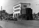 View: s17663 Junction of Cemetery Road and London Road, bottom of The Moor, old Barclays Bank with the new one behindm, centre