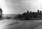 Fox and Grapes public house No. 519, Meadowhall Road and site of Blockhouse, Sheffield Tube Works, junction of Meadow Hall Road and Alsing Road looking towards Railway Viaduct