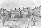 Paradise Square, also known as Pot Square, 1850-80, looking towards Nos 4-12, No 18, Middle Class School (former Hebblethwaite's Academy), left (with stairs)