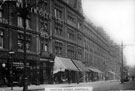 View: s18733 Pinstone Street, premises include Sheffield Cafe Co., Wentworth Cafe, entrance to Salvation Army Citadel, Palatine Chambers in background